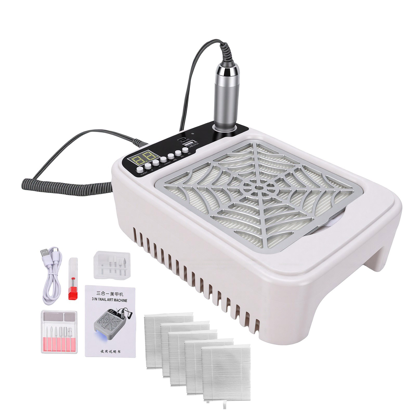 Nail Drill Machine - Mesin Bor Kuku 3-in-1 dengan Pengumpul