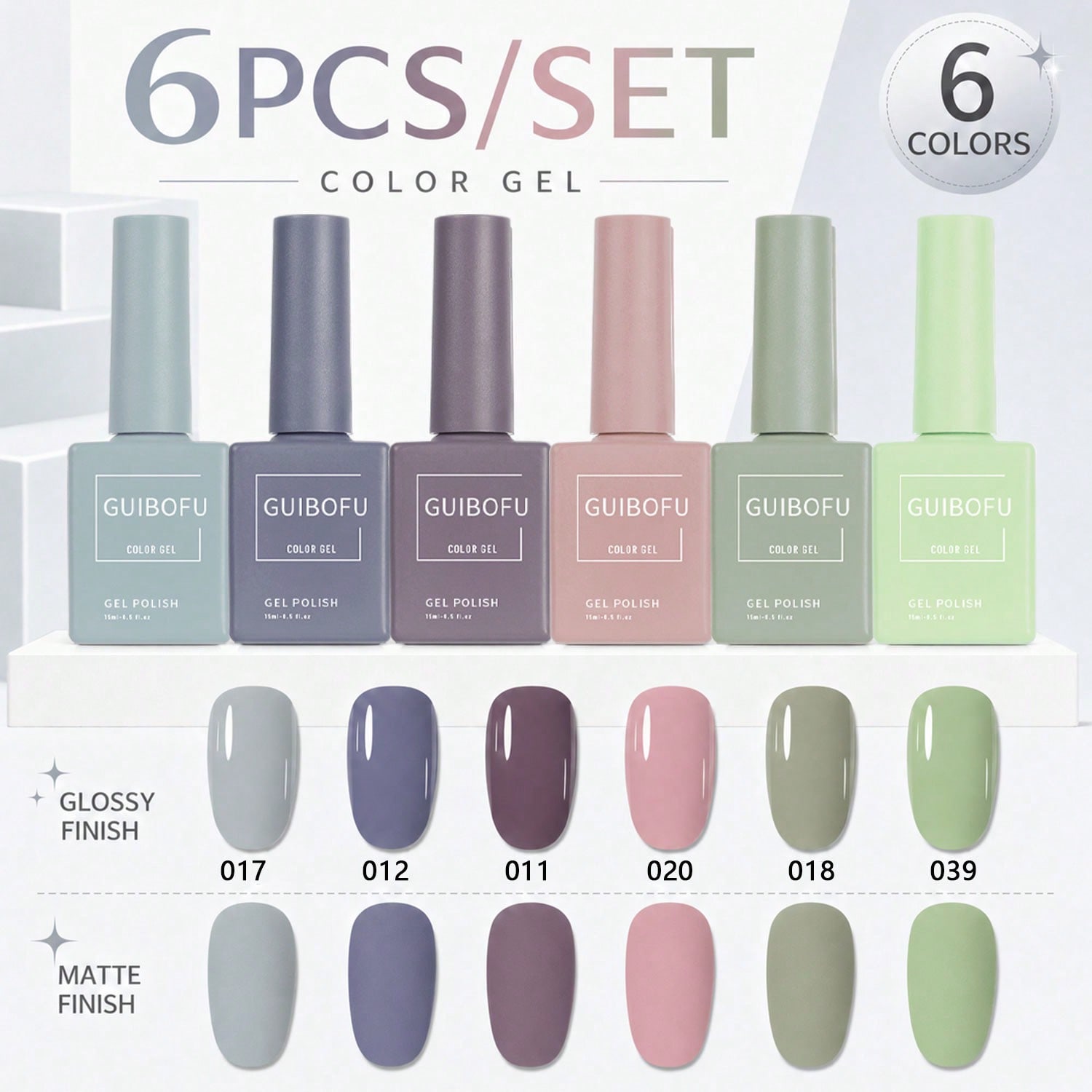 Nail Art Pink Soft - 6 buah Set Cat Kuku Gel