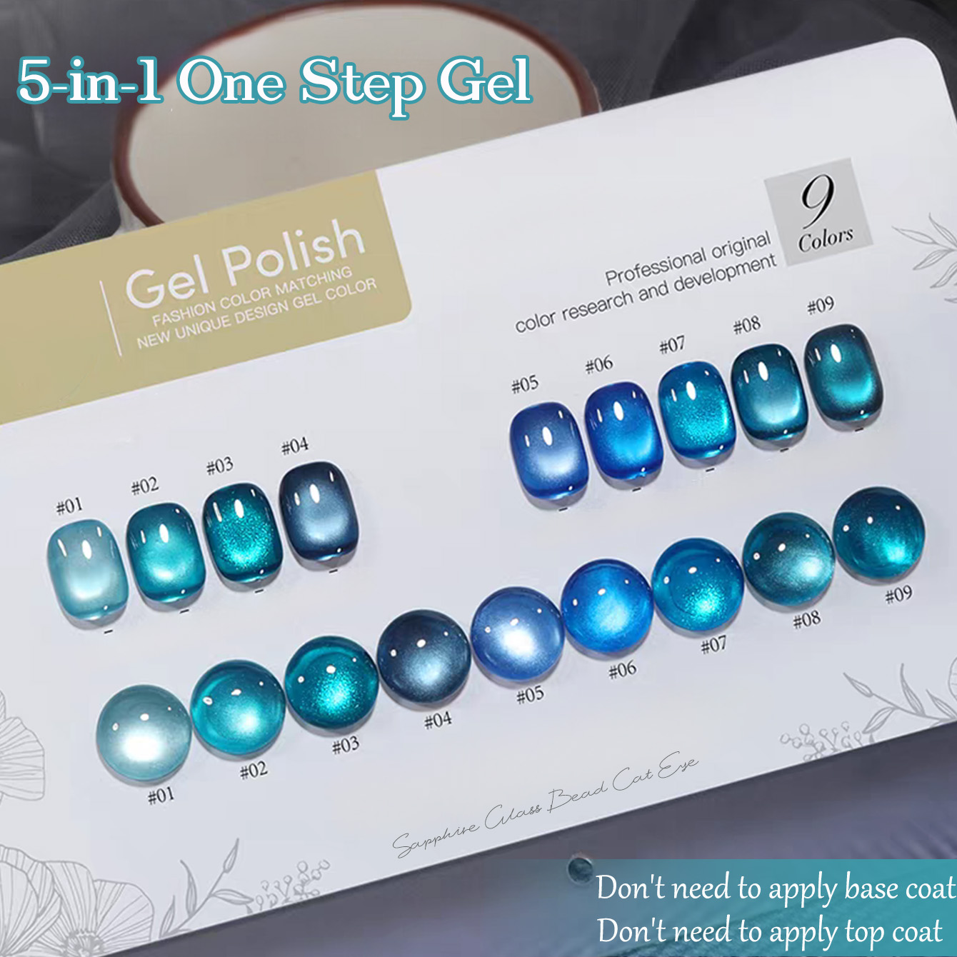 1pcs SHAKA Sapphire Glass Bead - Nail Art Ice Blue ulasan dan harga