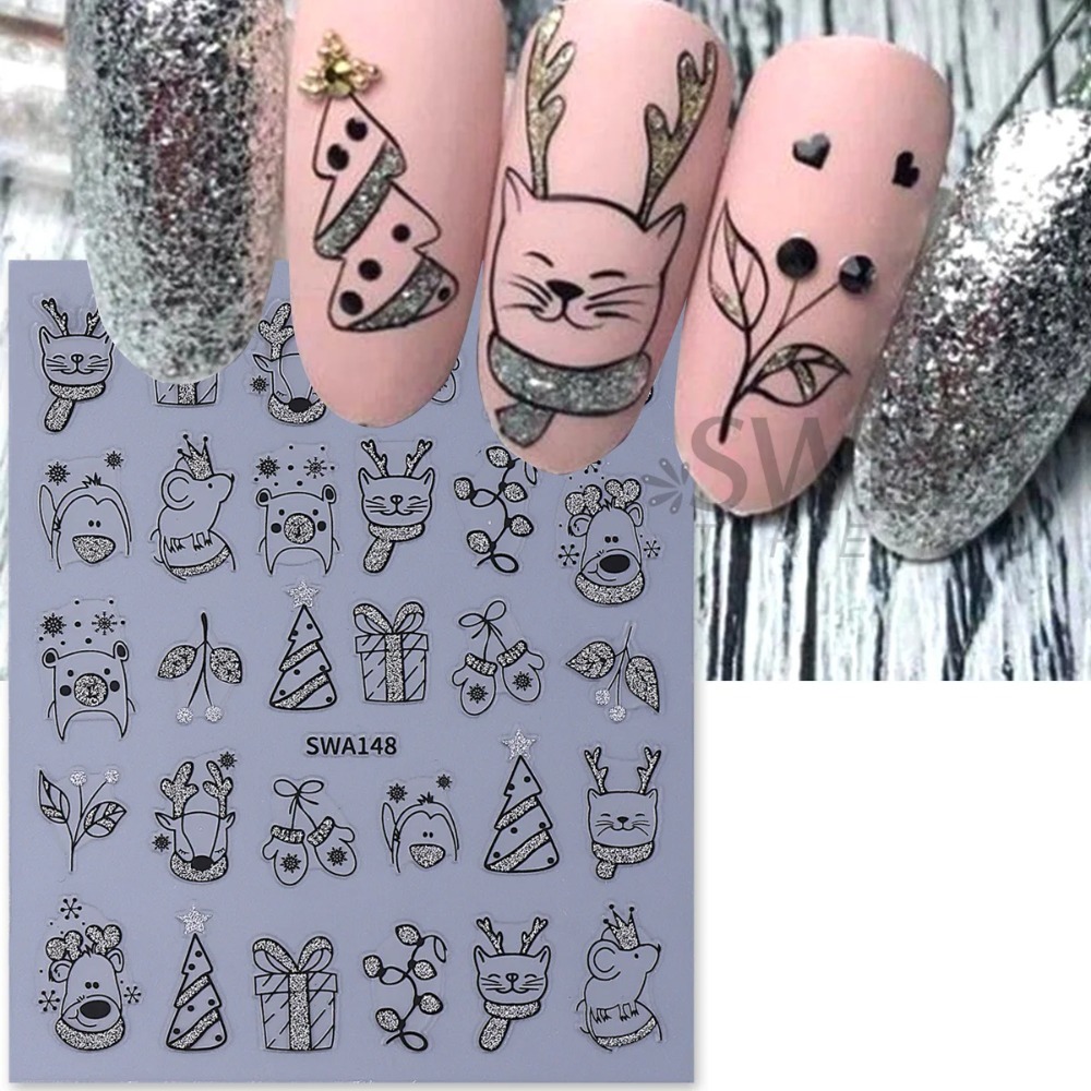 1 buah Stiker Seni Kuku Natal  - Nail Art Xmas Simple ulasan dan harga
