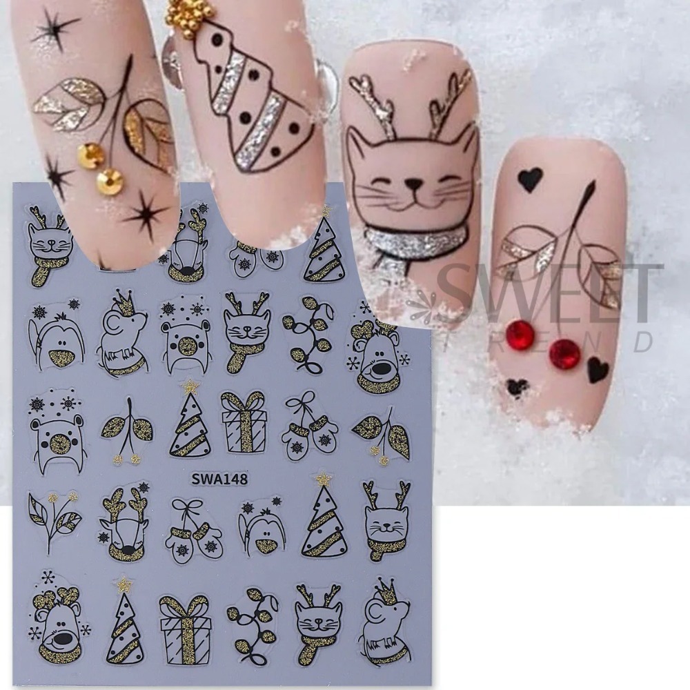 1 buah Stiker Seni Kuku Natal  - Nail Art Xmas Simple ulasan dan harga