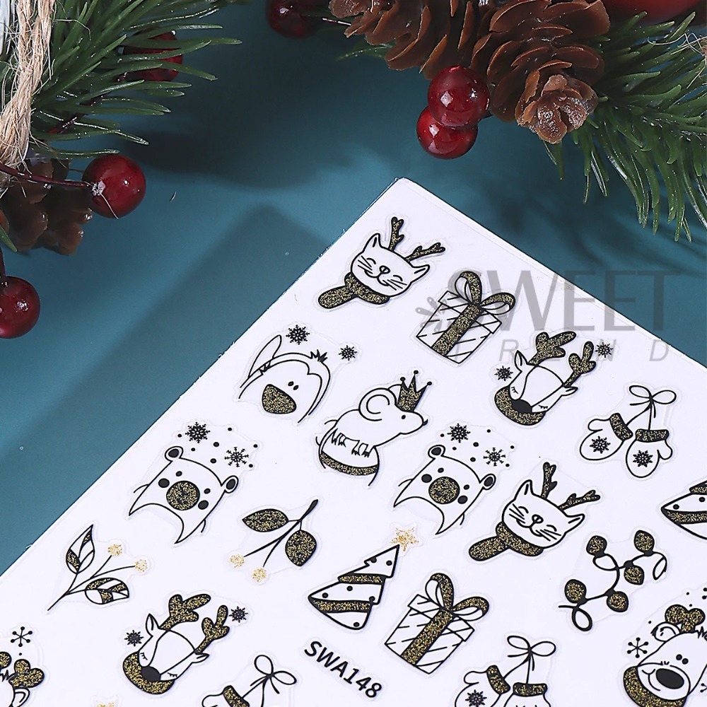 1 buah Stiker Seni Kuku Natal  - Nail Art Xmas Simple ulasan dan harga