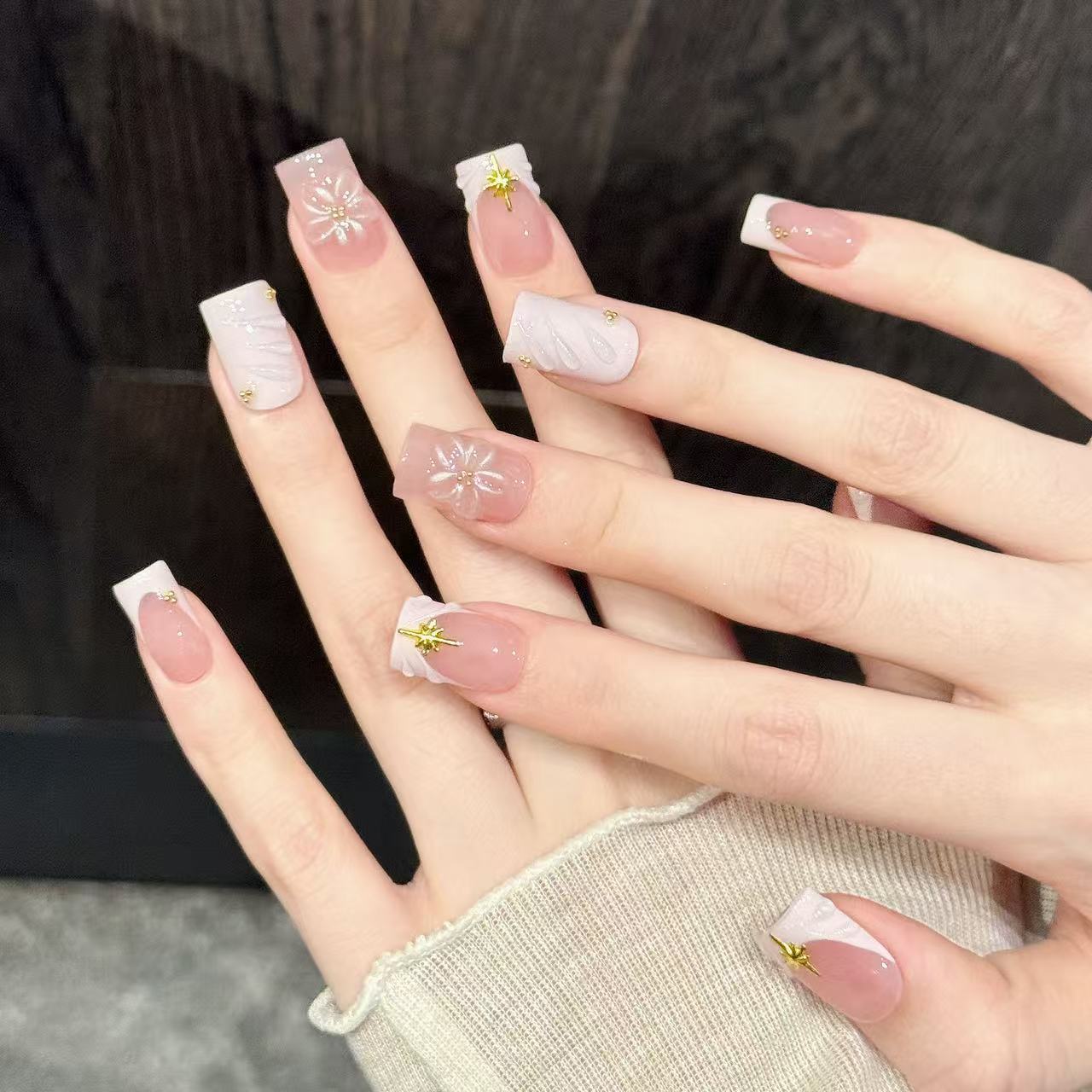 10pcs Kuku Buatan Tangan Warna - Nail Art Pink Soft ulasan dan harga