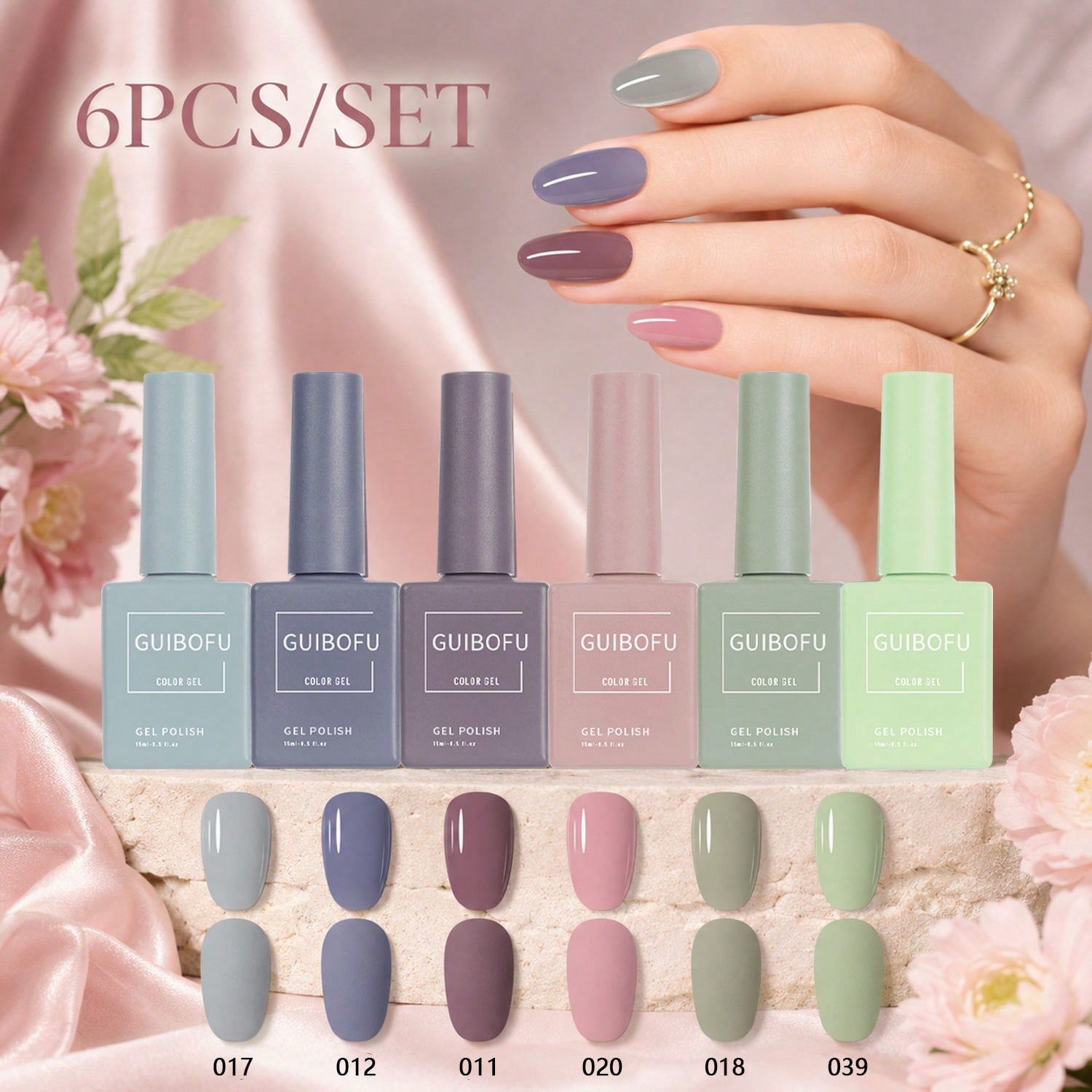 6 buah Set Cat Kuku Gel 15ml,  - Nail Art Pink Soft ulasan dan harga