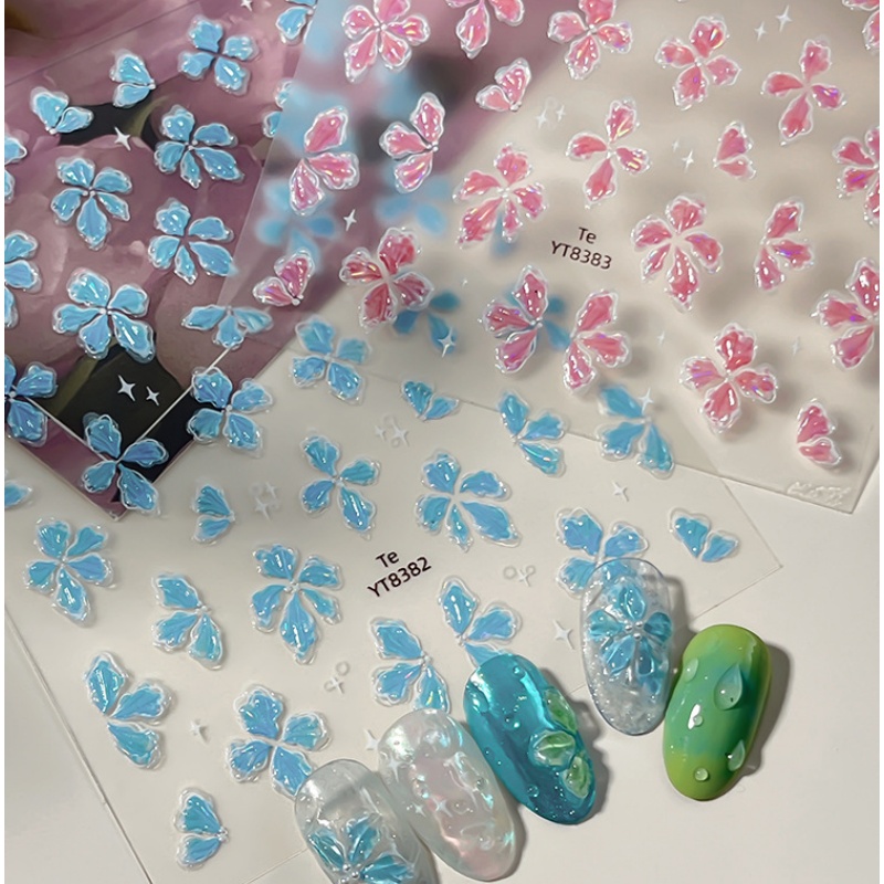 Stiker seni kuku clover hijau  - Nail Art Ice Blue ulasan dan harga