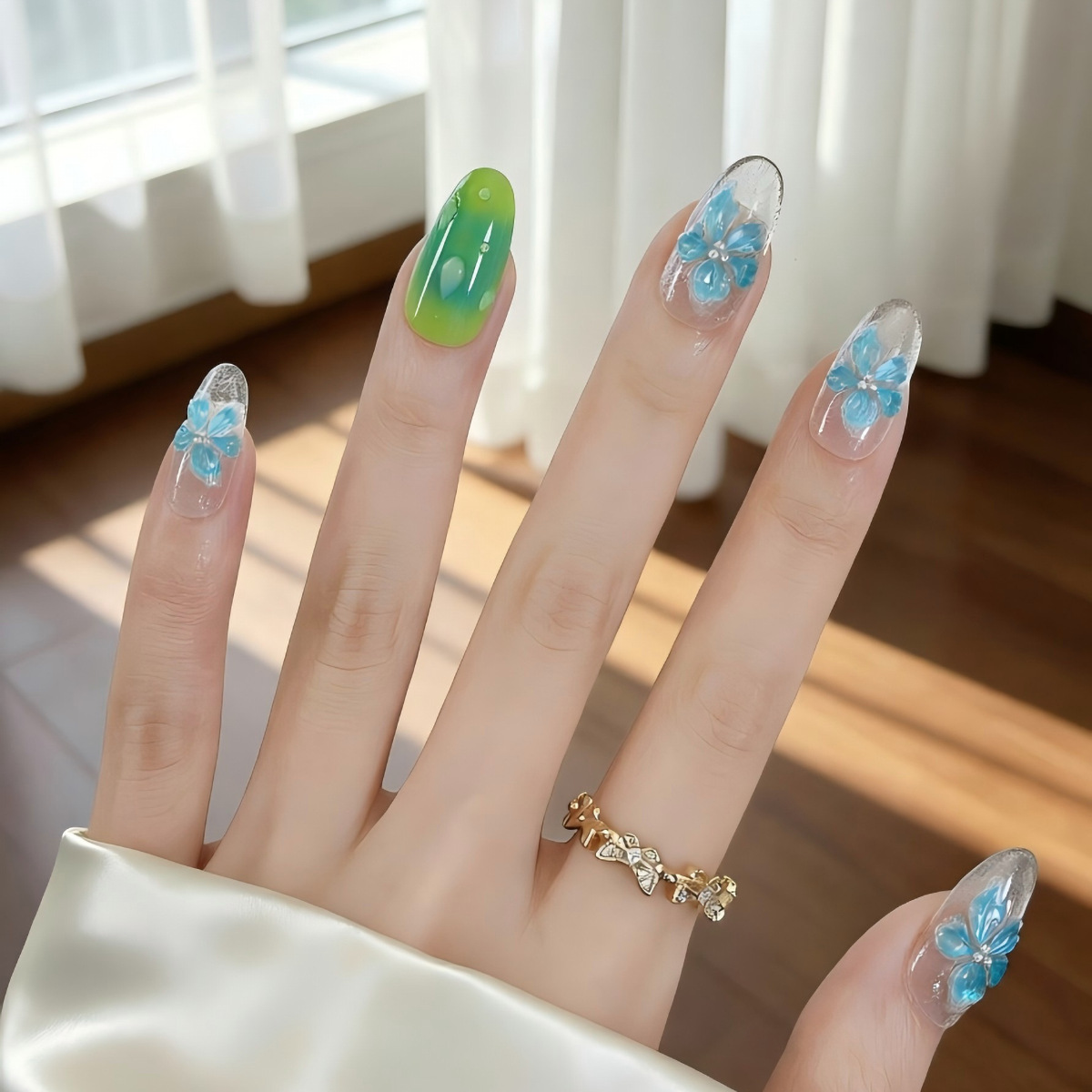 Stiker seni kuku clover hijau  - Nail Art Ice Blue ulasan dan harga