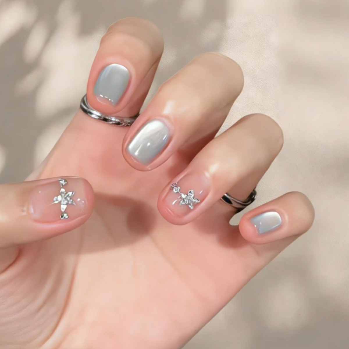 24Pcs Kuku Palsu Cat's Eye Sed - Nail Art Simple ulasan dan harga