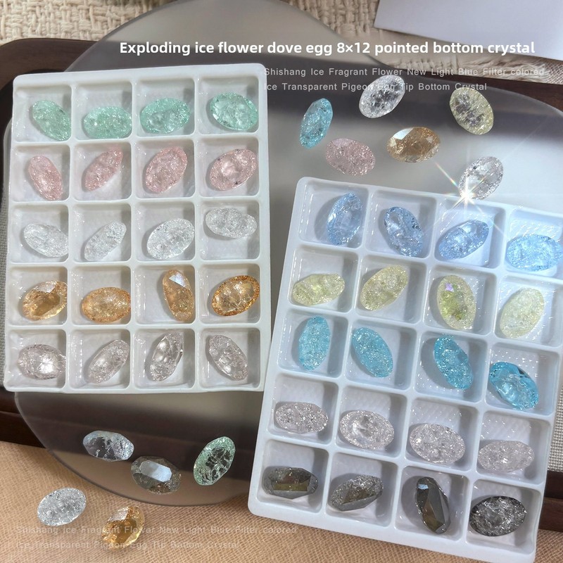 10pcs 8x12mm Permata Kuku Bent - Nail Art Ice Blue ulasan dan harga