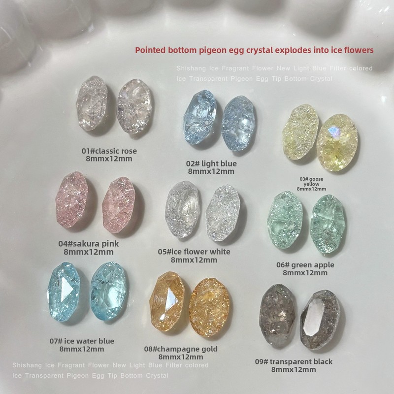 10pcs 8x12mm Permata Kuku Bent - Nail Art Ice Blue ulasan dan harga