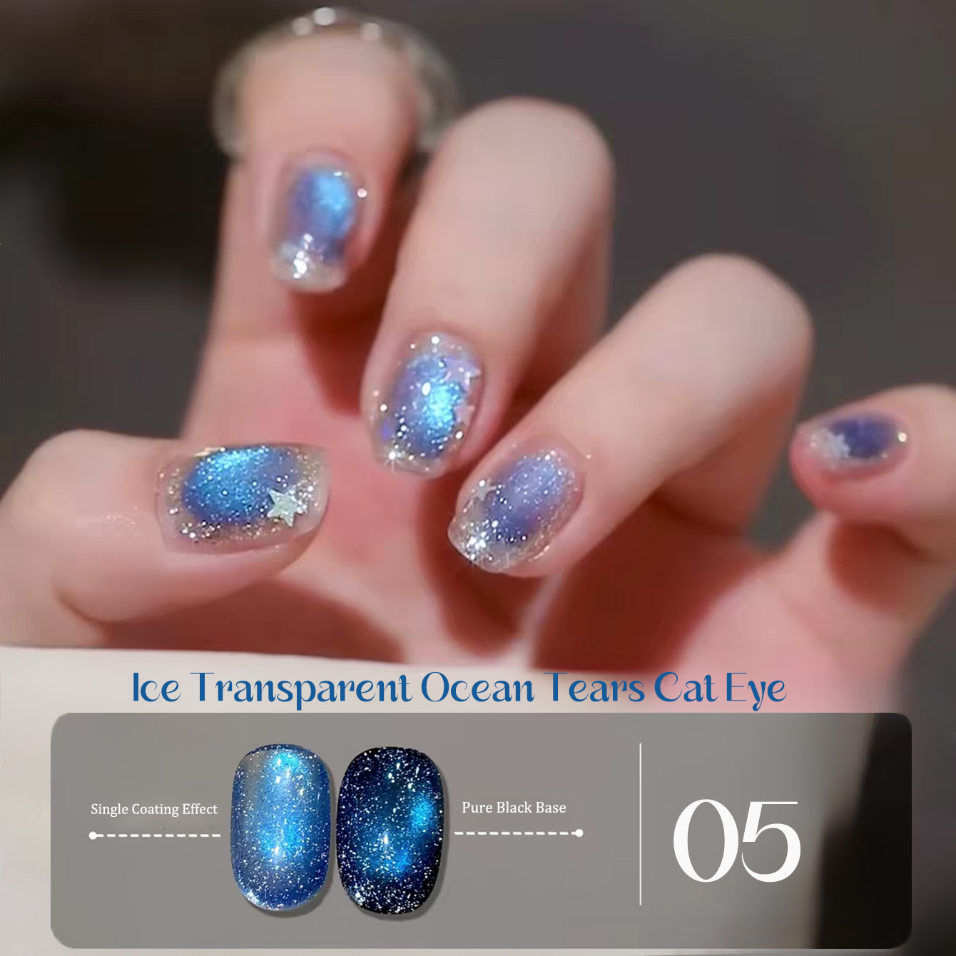 SHAKA 1-8pcs Cat Kuku Gel Mata - Nail Art Ice Blue ulasan dan harga