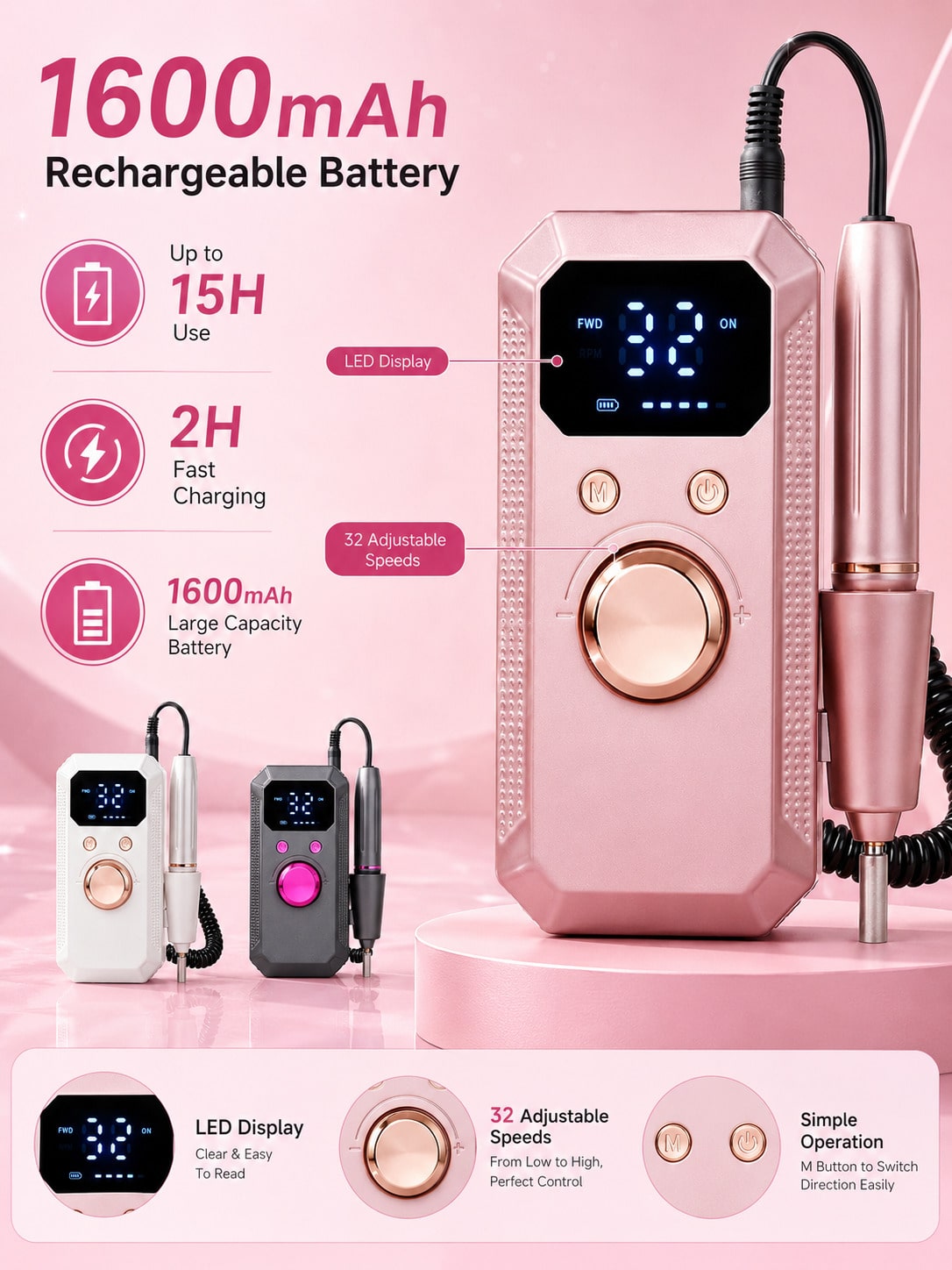Bor Kuku Elektrik Nirkabel Pro - Nail Drill Machine ulasan dan harga